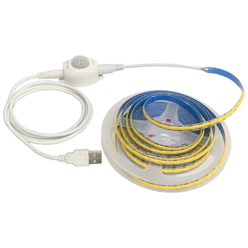 TOPXCDZ Striscia LED con sensore di movimento, 5 m, con sensore di movimento PIR, striscia LED COB con sensore di movimento per comodino, scale, corridoio, camera da letto, armadio (bianco, 5 m)