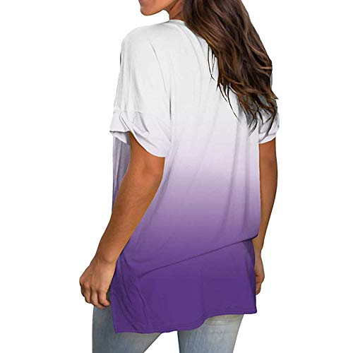 Womens Tops Summer, Women Casual Gradient T-Shirt Comfy Loose Tees V Neck Tunic Top Short Sleeve Shirts #TOP2