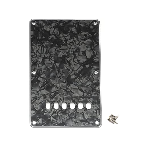 Musiclily 6 Hole ST Back Plate Tremolo Cavity Cover for China Squier Electric Guitar 4Ply Black Pearl