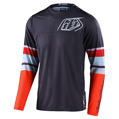 Troy Lee Designs GP Air Warped Jersey - Motocross Dirt Bike ATV Enduro Dual Sport Racing Off Road Ventilated Warm Weather Long Sleeve Riding Gear - Adult Mens (Charcoal/Orange, LG)