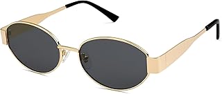 IFLASH Retro Oval Sunglasses For Women &amp; Men | Trending, Stylish &amp; Durable Metal Frame Vintage 90s Sunglasses With UV 400 ...