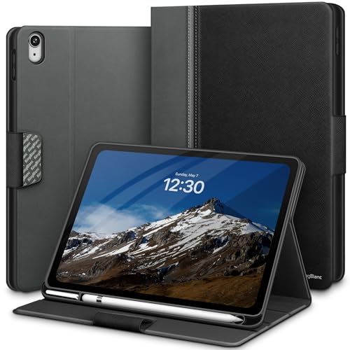 Étui iPad 10ème génération KingBlanc en cuir PU premium avec rabat magnétique