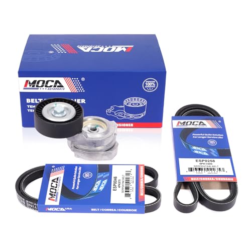 MPLUS 2X Serpentine Belt & Tensioner Assembly fits 2003-2010 for Chrysler PT Cruiser 2.4L, 2003-2005 for Dodge Neon 2.4L