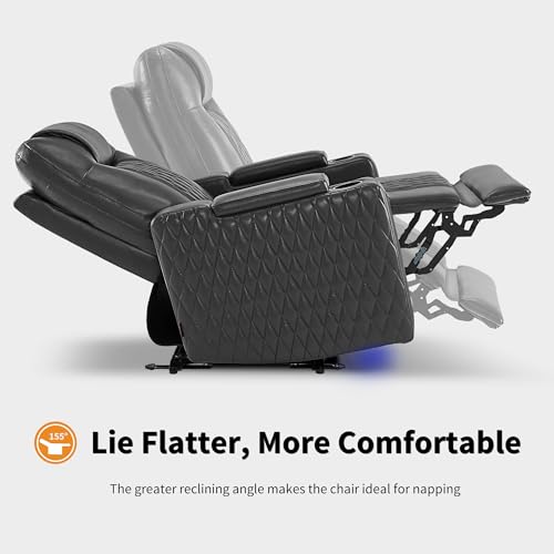 MCombo Adjustable Power Recliner Chair with USB & LED Light - Grey Faux Leather
