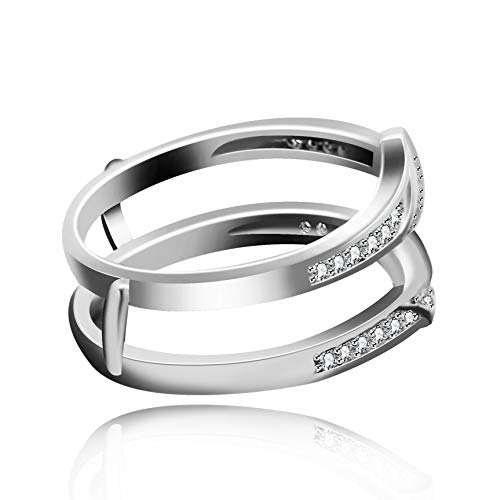 Uloveido White Gold Plated Ring Enhancer Guard for Engagement Wedding Anniversary Rings Enhancer for Women Female with Created Diamond Y4754