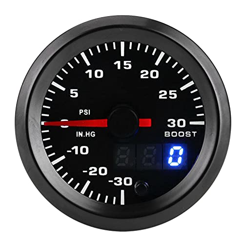 Turbo Boost Gauge, Turbo Boost Gauge, Qiilu 7 Colors 0-30PSI Turbo Boost/Vacuum Gauge Kit, 2in/52mm Universal LED Display Pressure Gauge Digital Display Pointer