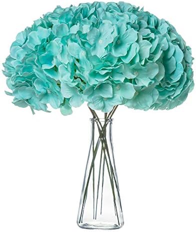 Hydrangea Silk Fake Flowers Heads with Stems, Pack of 10 Full Artificial Flowers for Decoration Wedding Home Party Shop Baby Shower, Room Decor for Bedroom Aesthetic