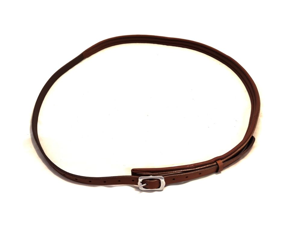 Leder Halsring Halsriemen Flach für Pferde verstellbar gepolstert Farbe Cognac