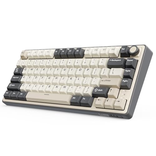 Image of RK ROYAL KLUDGE R75 Wireless Mechanical Keyboard, 75% Percent Custom Gaming Keyboard Gasket Mount RGB Backlit with Knob & PBT Keycaps, BT5.1 /2.4GHz /USB-C, Hot Swappable Cream Switch, White