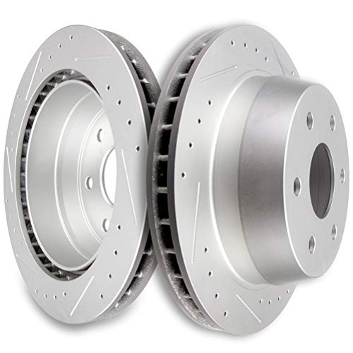 SCITOO Rear Brake Rotors, 2pcs Drilled & Slotted Brakes Kit fit for Cadillac Escalade,for Chevy Avalanche,1500,Express,1500,Suburban,1500,Tahoe,for GMC Savana,1500,Yukon,Yukon XL,1500