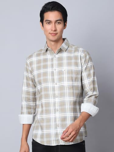 Image of Majestic Man Men Comfort Slim Fit Opaque Checked Cotton Casual Shirt