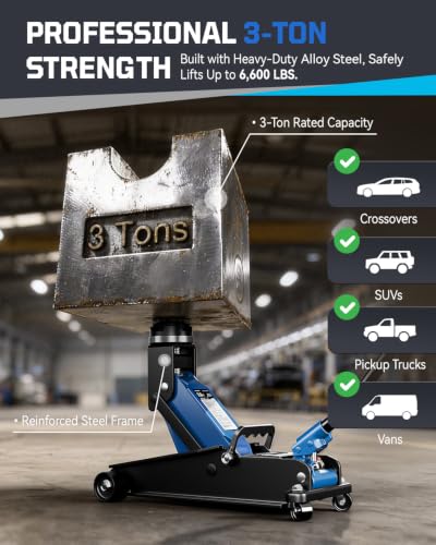 AUTOWN 3 Ton Floor Jack for SUVs Trucks
