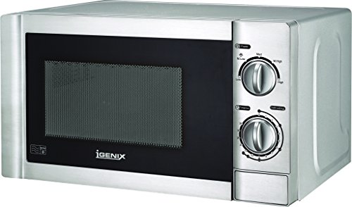 Igenix IG2860 Solo Microondas Manual, 5 niveles de potencia y función de descongelación, temporizador de 35 minutos, 800 W, 20 litros, acero inoxidable