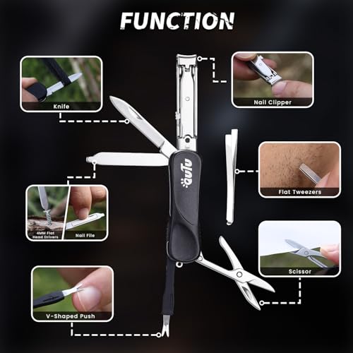 Coupe-ongles multifonction EDC avec ciseaux intégrés et outil 7 en 1 - 2