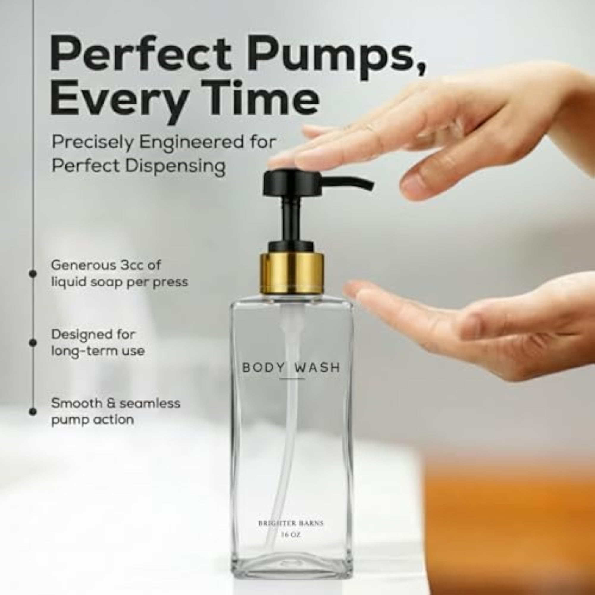 Clear Shampoo and Conditioner Dispenser Set, Refillable