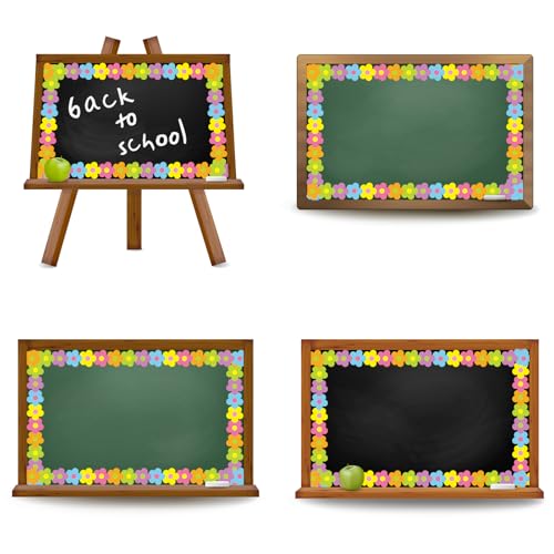 Image of Whaline 32.8 Ft Neon Color Flower Bulletin Board Border Back to School Bright Boho Floral Die-Cut Rolled Bulletin Board Trim for Classroom Office Chalkboard Wall Decor