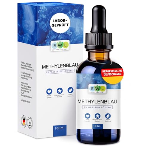 EWL Naturprodukte Methylenblau 100 ml 1% Lösung Methylenblau Tropfen Pharmaqualität methylene blu hochdosiert rein und laborgeprüft in Deutschland hergestellt
