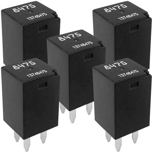 5-Pack Relay Automotriz 13748475, 12V 30A 4-Pin SPST, Sustituye OEM 13748475 para Múltiples Sistemas Vehiculares