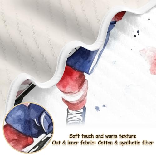 Image of Hockey Player Stick Baby Blankets Soft Warm Crib Stroller Blanket for Toddler Newborn Girls Boys 30x40in