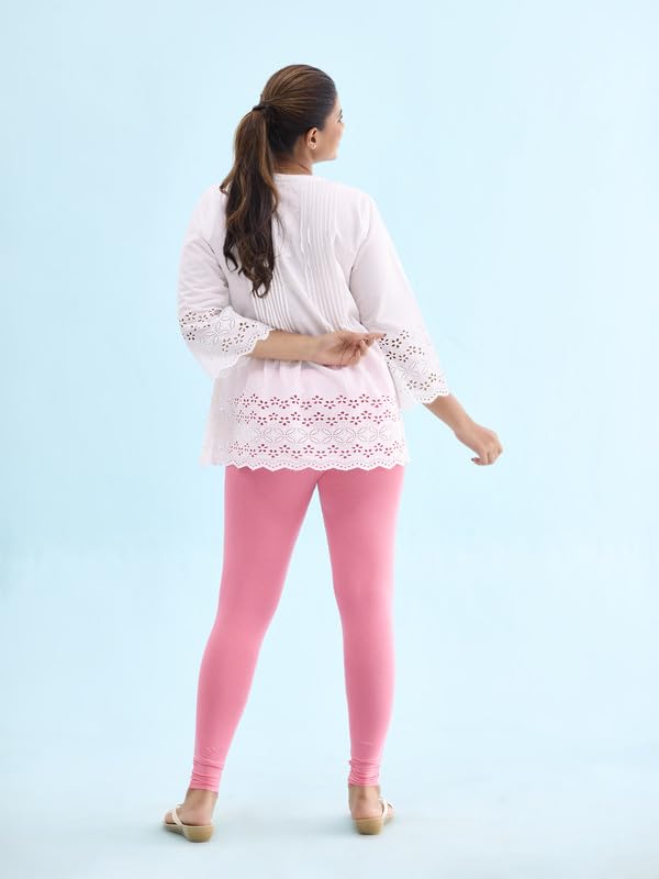 Image of GO COLORS Soft Cotton Stretch Ankle Length Leggings for Women | Breathable