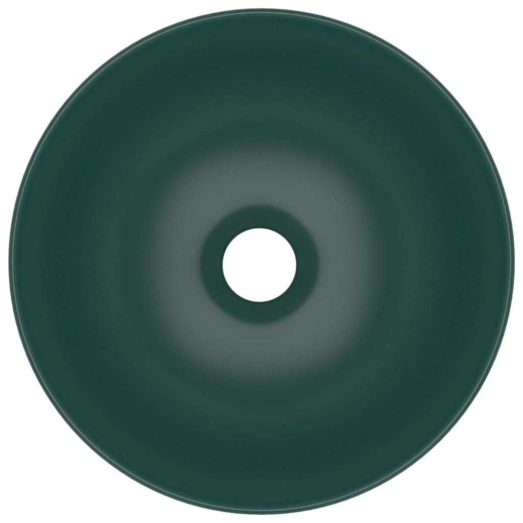 Lavabo de cerámica verde oscuro, redondo, 280 mm de diámetro, 100 mm de altura, 45 mm de desagüe, para cuarto de baño, huéspedes, lavabo, lavabo, sanitario, montaje