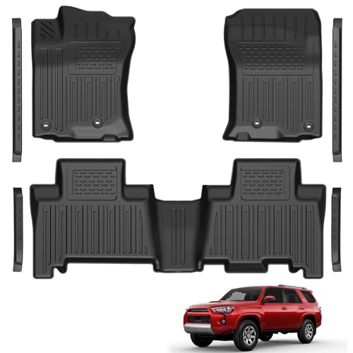 LUMWAY Floor Mats for 2013-2024 Toyota 4Runner (5 Seats & 7 Seats) TPE All Weather Durable Floor Liners Door Sill Guards for Toyota 4Runner SR5 Premium TRD Sport Off-Road Limited Pro Accessories