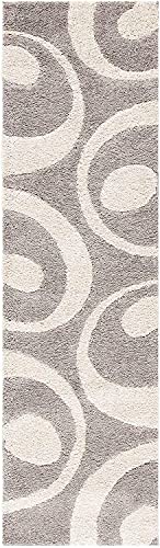 Image of Super Ultra Modern Soft Shaggy Handcrafted Anti-Skid Silk Touch Carpet, Size 2x6 Feet, Color Beige & IVORYY Off