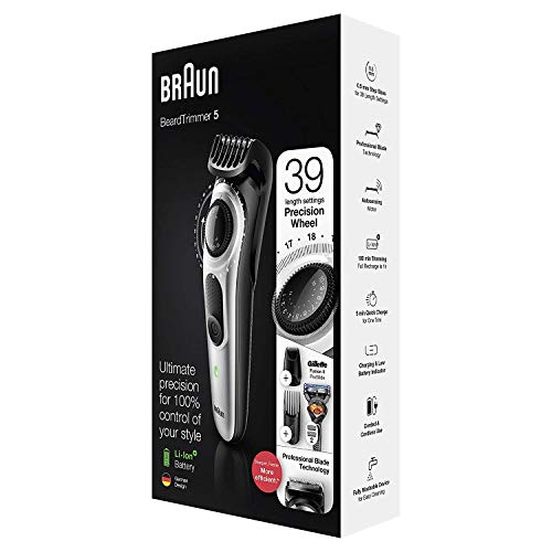 Braun Beard Trimmer Hair Clippers For Men, Cordless & Rechargeable, Mini Foil Shaver With Gillette Proglide Razor, Black/Silver, 6 Piece Set #TOP5