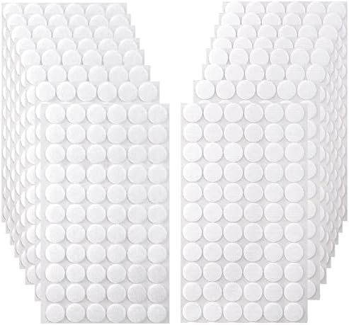 Self Adhesive Dots, 1056pcs(528 Pairs) 0.59” Diameter White Sticky dots, Hook & Loop dots with Strong Adhesive, Sticky Back Coins Tapes 15mm for Classroom, Office, Home
