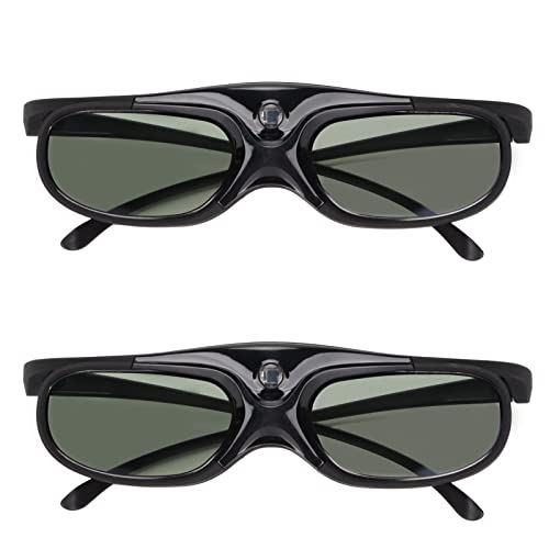 Gafas 3D, 2 Piezas 144Hz 3D Gafas con Obturador Activo, DLP Link Lente LCD Gafas 3D para 3D DLP Orojectors Gafas 3D con Obturador Activo Recargables