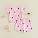 fhutpw Toddler Baby Girls Summer Outfits Daisy Ruffle Short Sleeve T-Shirts Tops Floral Shorts 2Pcs Clothes Set 6M-4T (Strawberry- Pink, 3-4T)