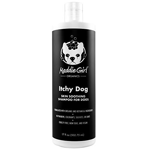 MaddieGirl Organics - Itchy Dog Anti-Itch/Skin-Soothing Shampoo - Effective Allergy, Itch Relief & Deodorizer - Hypoallergenic Pet Shampoo - All-Natural Organic Essential Oils - No GMOs - 17oz