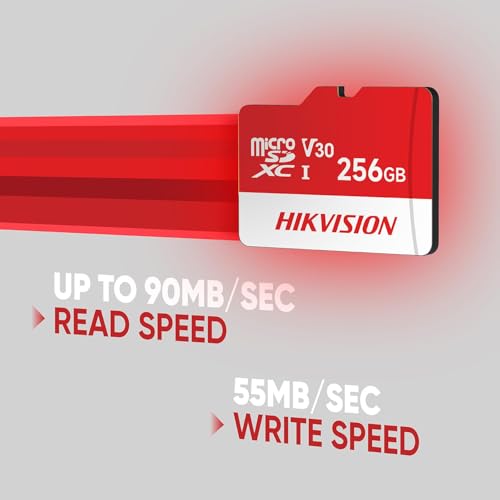 Image of HIKVISION Extreme 256GB microSDXC Class 10, V30, 92MB /s Read, 55MB /s Write Speed | Compitable with Smartphones, Camera, CCTV | Drop Protection | Memory Card | 3 Yrs Warranty.