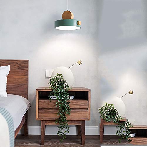 Lámpara de araña en madera y hierro forjado blanco luminaria de suspensión con LED regulable 2