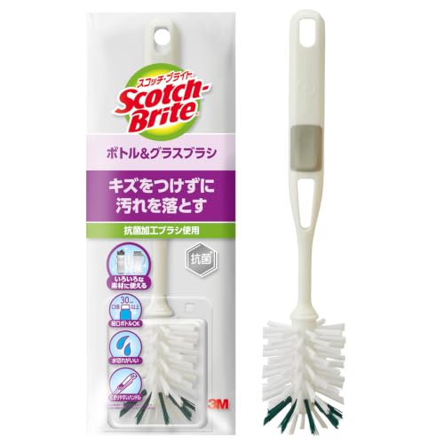3M Scotch-Brite Bottle and Glass Cleaning Brush for Water Bottles Scratch-Free Antibacterial K-503J