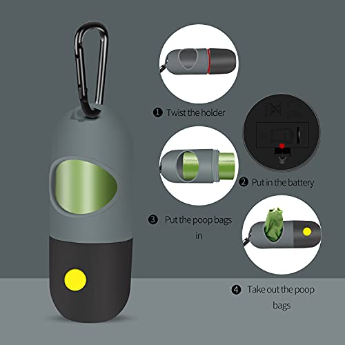 image for Eliamo 2 Pack Dog Poop Bag Dispenser with Built-in LED Flashlight, Pet