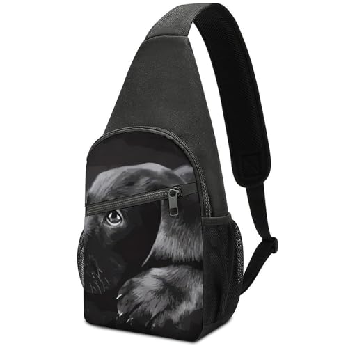 Sac de poitrine Labrador noir en tissu Oxford léger pour cyclisme et sorties
