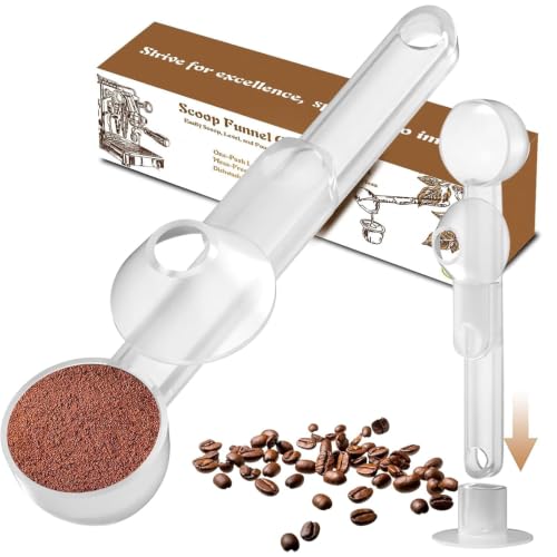 Coffee Scoop with Funnel for Ground Coffee Protein Powder & Tea for Reusable K Cup Refiller 2TBSP Mess-Free Funnel Design Prevents Spills (Translucent White 1-Pack)