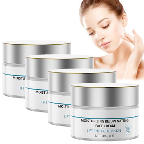 Crema hidratante facial de día y noche, antiedad para rostro y cuello, enriquecida con vitamina C E, para mujeres y hombres, reduce las arrugas y reafirma la piel de la cara (4 unidades)
