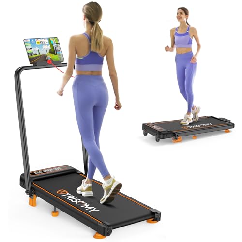 Image of Walking Pad with 15% 12-Level Auto Incline & Handle Bar, 450 lbs Capacity UI Screen, Trisomy 3.5HP Quiet Under Desk Treadmill, Speaker, APP & Remote Control, Treadmills for Home Hiking