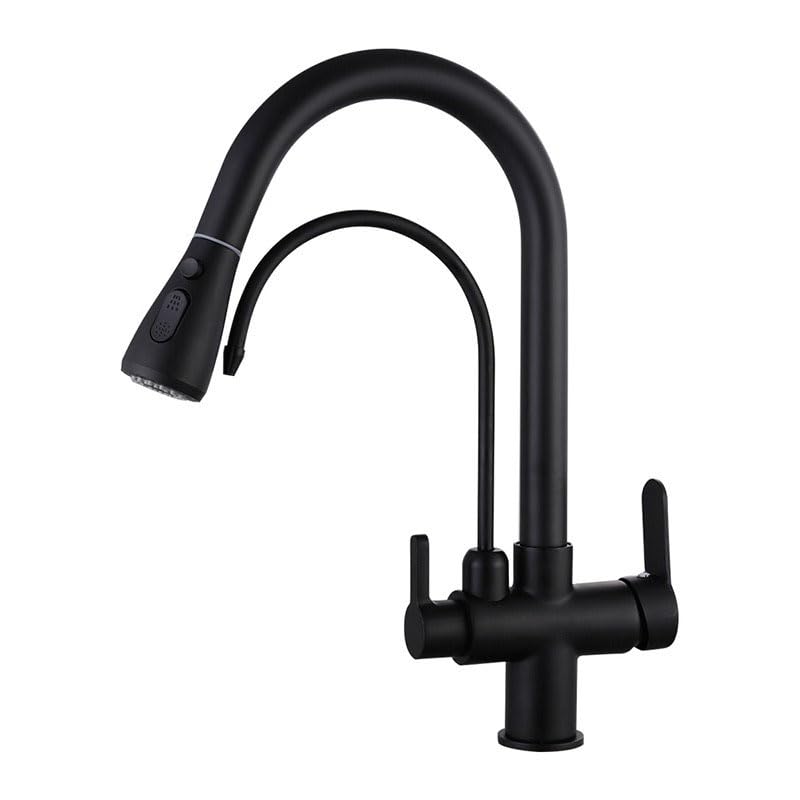 Grifo de cocina con filtro integrado LWX y ducha extraíble de níquel cepillado