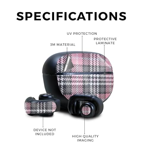 Image of Glossy Glitter Headphone Skin Compatible with Bose Ultra Open Earbuds - Pink Plaid - Premium 3M Vinyl Protective Wrap Decal Cover - Easy to Apply | Crafted in The USA by MightySkins