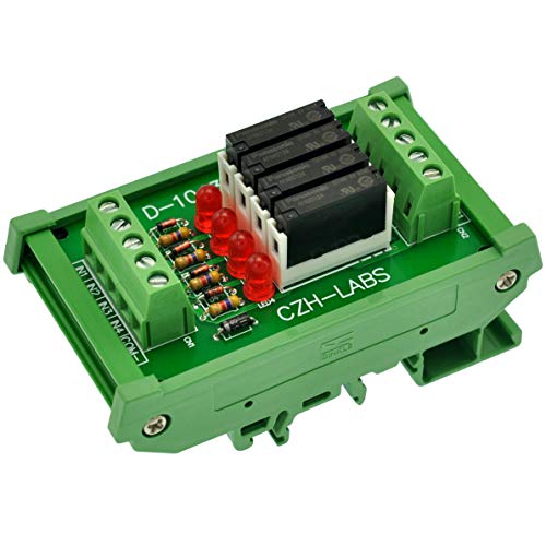 Electronics-Salon Slim DIN Rail Mount DC24V Source/PNP 4 SPST-NO 5A Power Relay Module, APAN3124