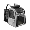 Dogat Cat Carrier Backpack Extendable, Portable Breathable Rucksack, Foldable Pet Backpack Carrier Front Pack for Medium and Small Cats & Dogs, Puppy Dog Carrier Backpack Bag Space Capsule, Grey
