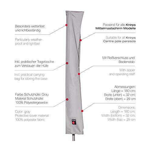 Knirps Housse grise parasol jardin & balcon, mât central Ø 300 cm max. – vue 2