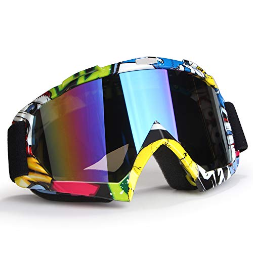 Motorcycle Goggles ATV Motocross Goggles Dirt Bike Goggles Anti UV Dustproof Riding goggles Anti Fog Goggles Eye Protection Youth Goggles Racing Goggles with Adjustable Strap Color Lensï¼ˆyellowï¼‰