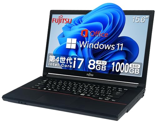 【整備済み品】 富士通 ノートパソコン FMVシリーズ ■CPU:爆速第4世代Core i7 ■SSD:1000GB/RAM:8GB/Office 2019搭載/Windows11/15.6インチ液晶/無線LAN/DVD/WIFI/NoteBook PC