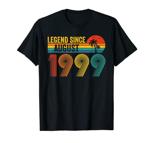 Legend Since August 1999 23rd Birthday Vintage 23 Years Old Camiseta