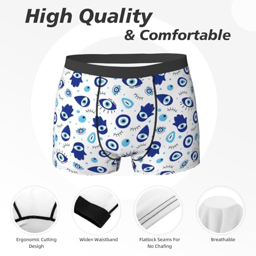 vintage blue evil eye Mens Underwear Boxer Briefs, Comfort Breathable Boxers For Men Regular2