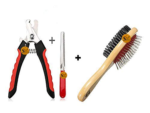 Sage Square Dog Nail Cutter with Clipper, Multicolor + Hair Brush for Pets Fur Shedding Comb for Dogs, Cats and Rabbits (Combo of two) (B08C5KVYXJ) Amazon Price History, Amazon Price Tracker